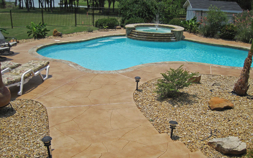 stamped concrete pool deck